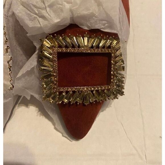 C.PARAVANO Alessia Women’s Red Suede Leather Pumps Size EU 36 US 5.5 Block Heels - Picture 3 of 7